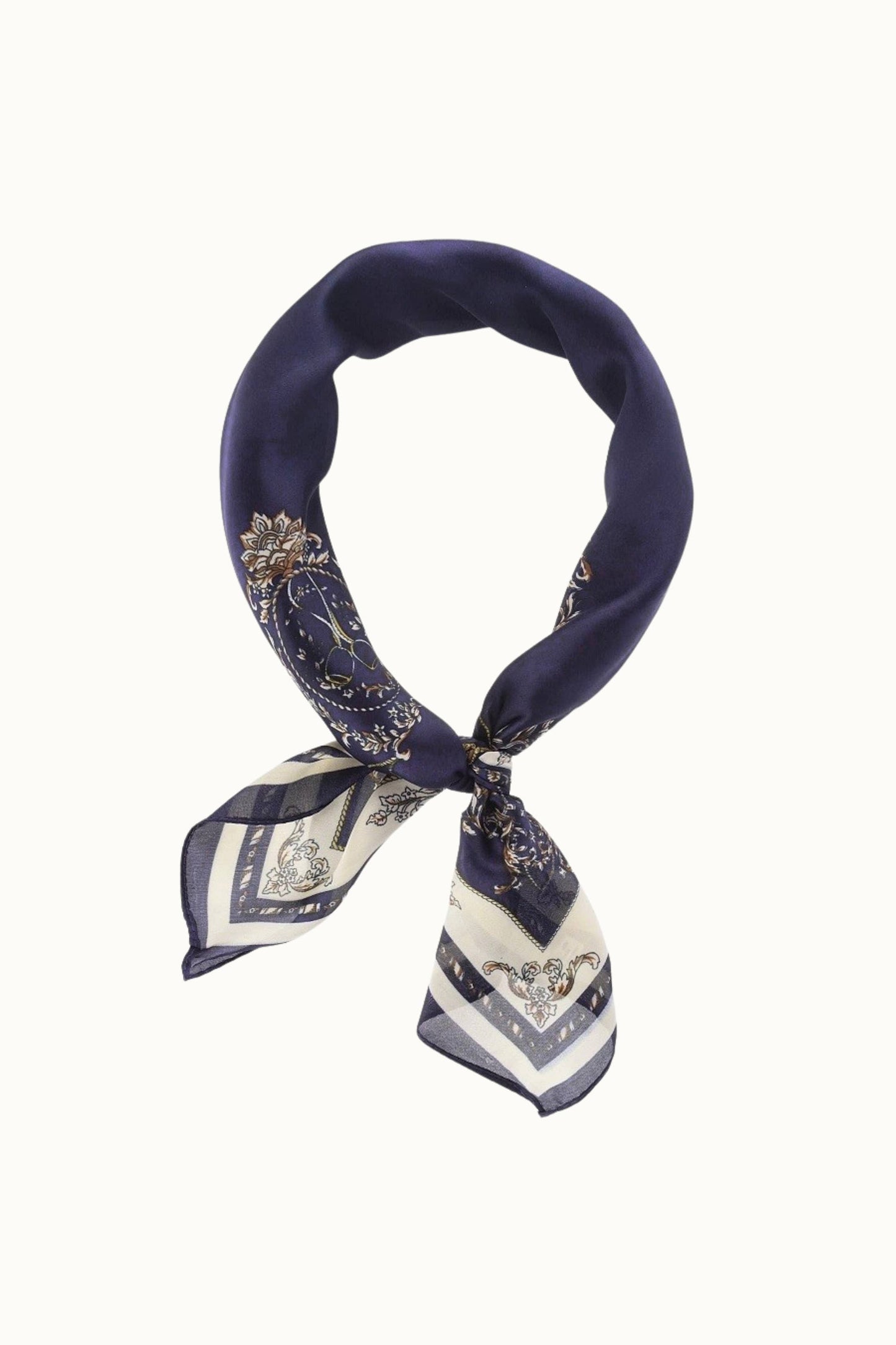 Olive & Pique - "So Silky" Satin Neckerchief Scarf, Versatile, Navy