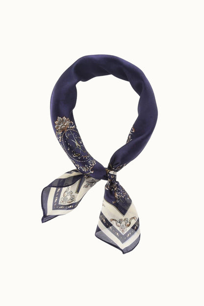 Olive & Pique - "So Silky" Satin Neckerchief Scarf, Versatile, Navy