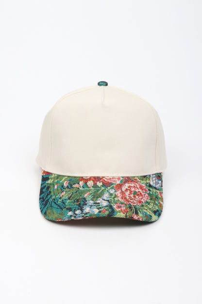 David And Young - Floral Print Brocade 5 Panels Two Tone Baseball Cap