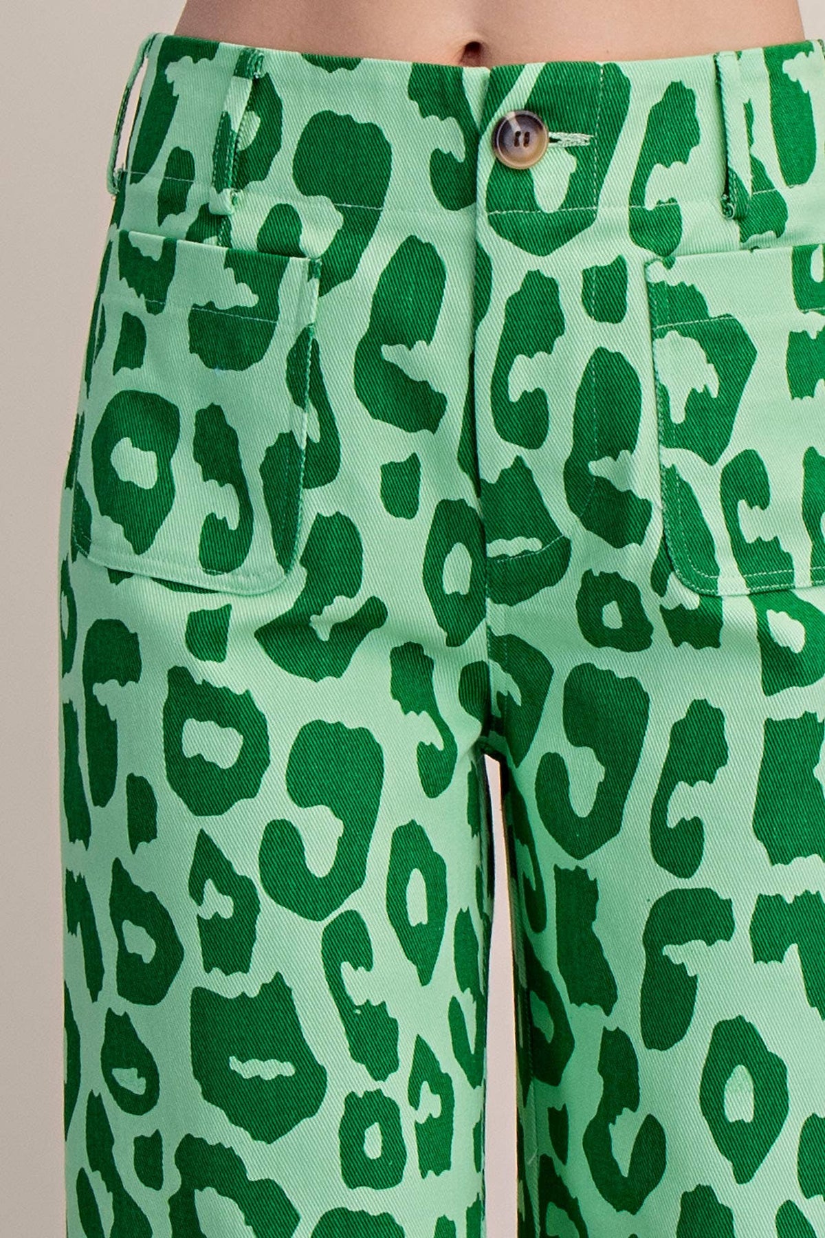 Glam - Colette Cropped Wide-Leg Neon Leopard Pants