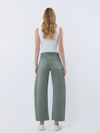 VERVET by FLYING MONKEY - SUPER HIGH RISE DRAWSTRING WB WIDE BARREL JEANS T7041OLV