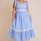 GILLI - PLUS SQUARE NECK TIE STRAP LACE TIRM STRIPE DRESS