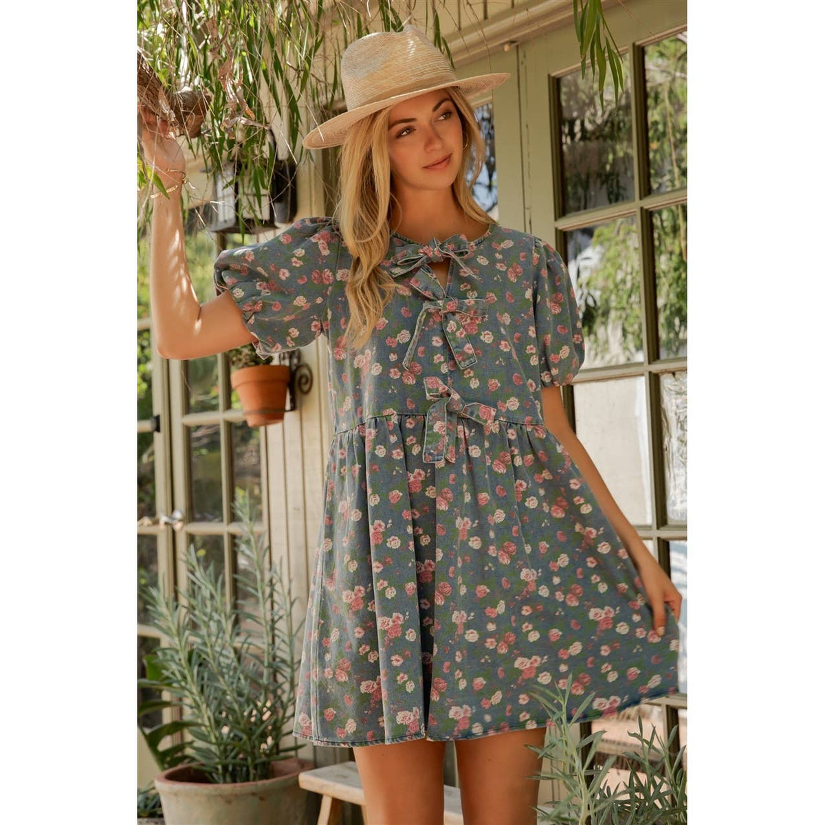 Sage + Fig - HONEY BLOOM PUFF SLEEVES DRESS (SD8426)