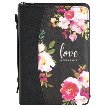 White Dove Bible Cover Love Never Fails Black XL