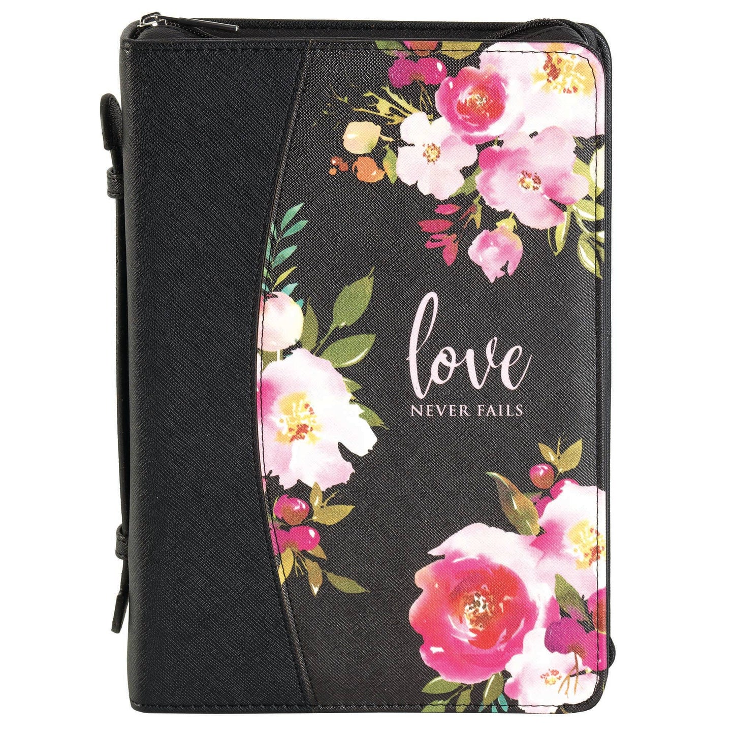 White Dove Bible Cover Love Never Fails Black Large