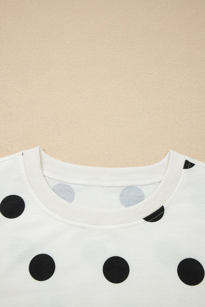 Polka Dot Ribbed Trim Tank & Mini Skort Set