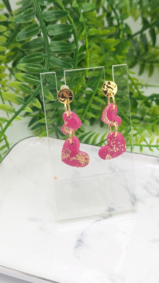 Simply SuSu Designs Pink hearts earrings