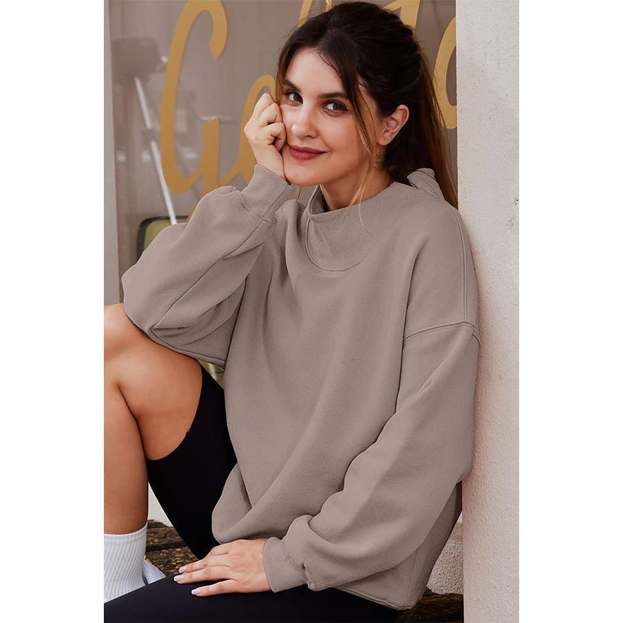 Paperdoll - Pullover Mock Neck Fleece Sweatshirt