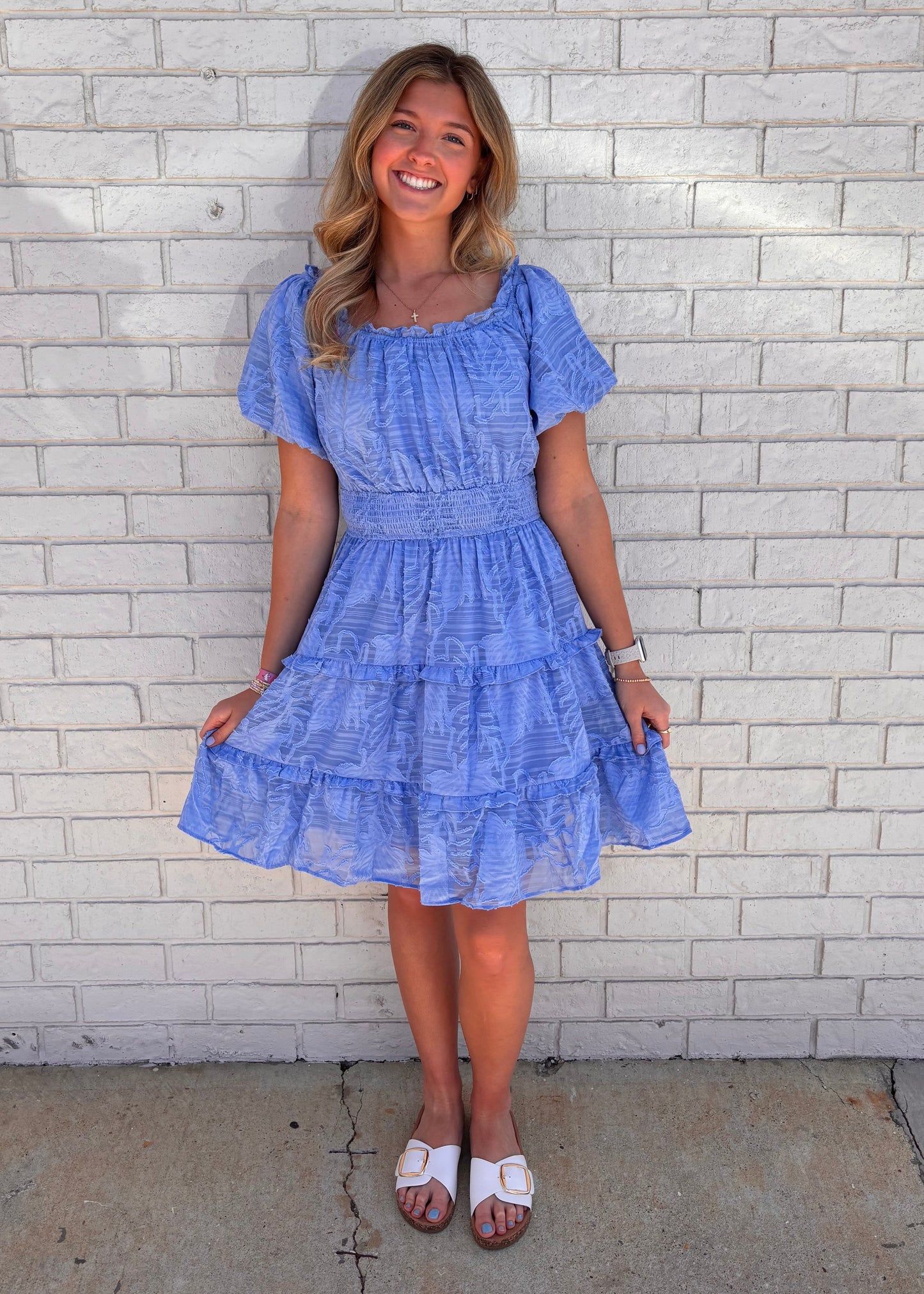 Blue Textured Easel Dress