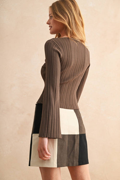 Ribbed Long Sleeve Black Sweater