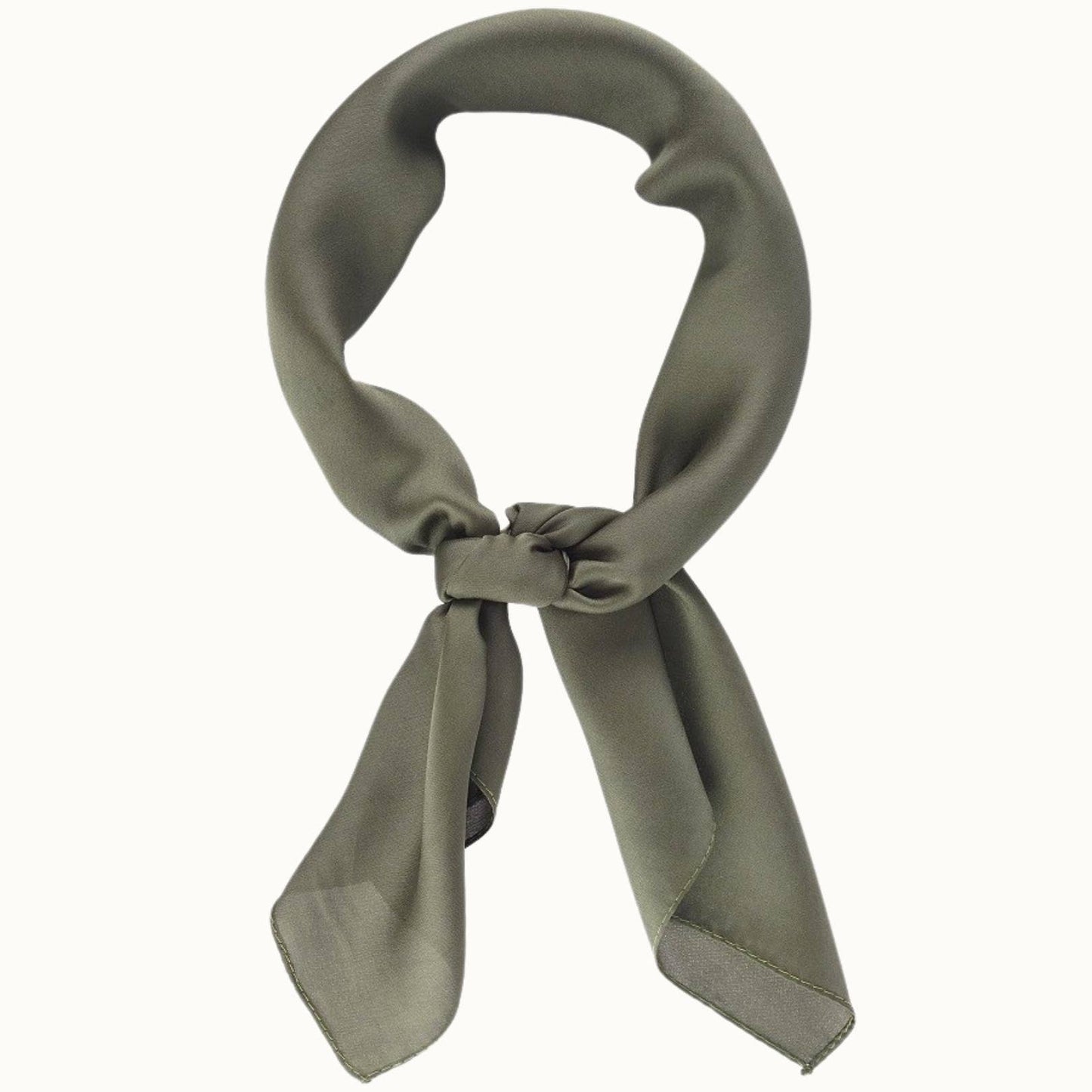 Olive & Pique - "So Silky" Satin Neckerchief Scarf, Versatile, Solid Olive
