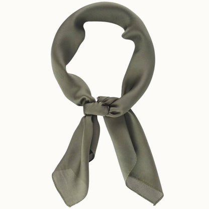 Olive & Pique - "So Silky" Satin Neckerchief Scarf, Versatile, Solid Olive