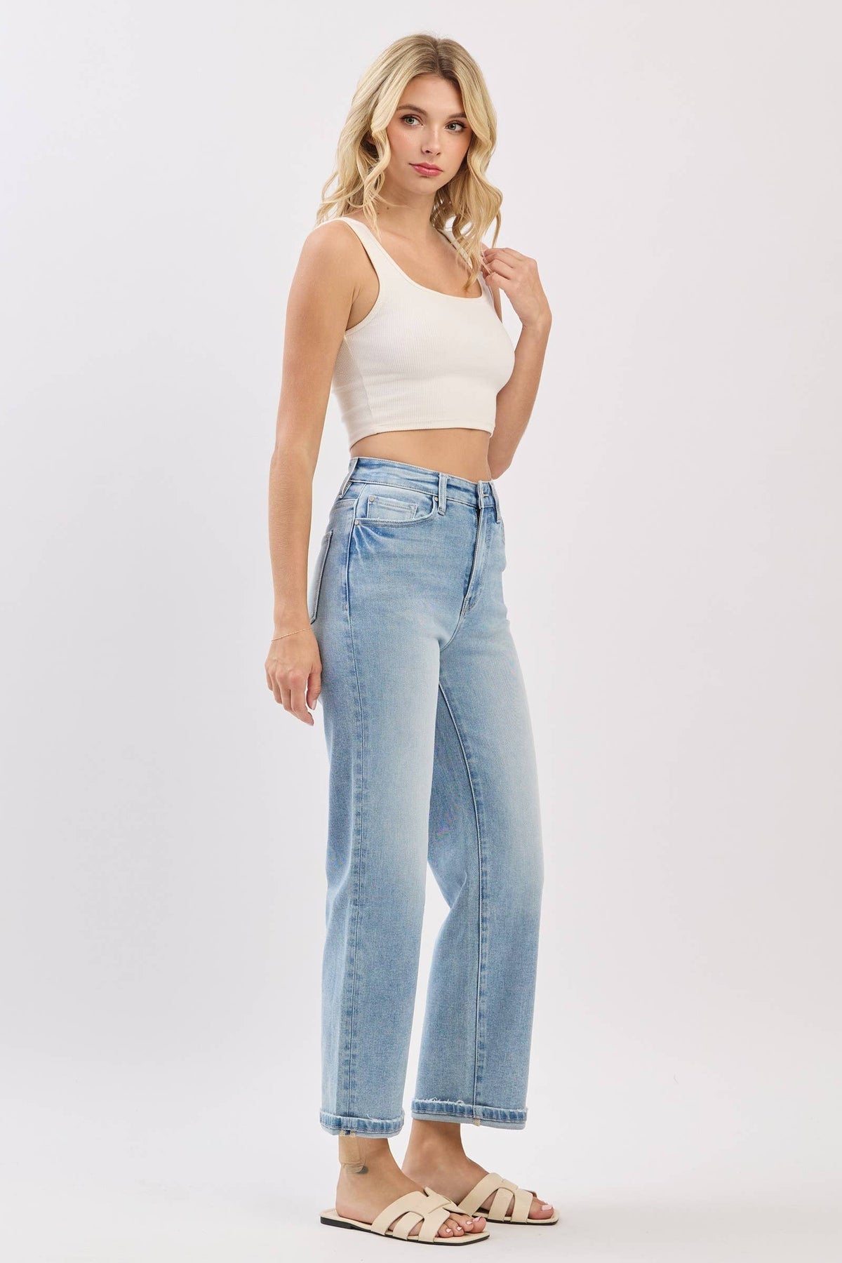 Petra153 - P1527T-LM HIGH RISE STRETCH RELAXED STRAIGHT JEANS