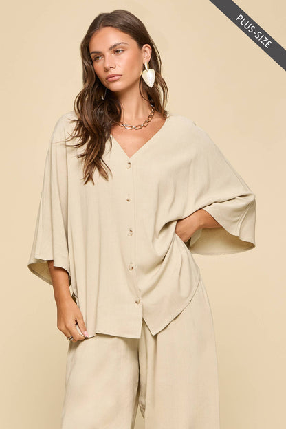 Dear Scarlett - PLUS SIZE 2-Piece Linen Summer Set