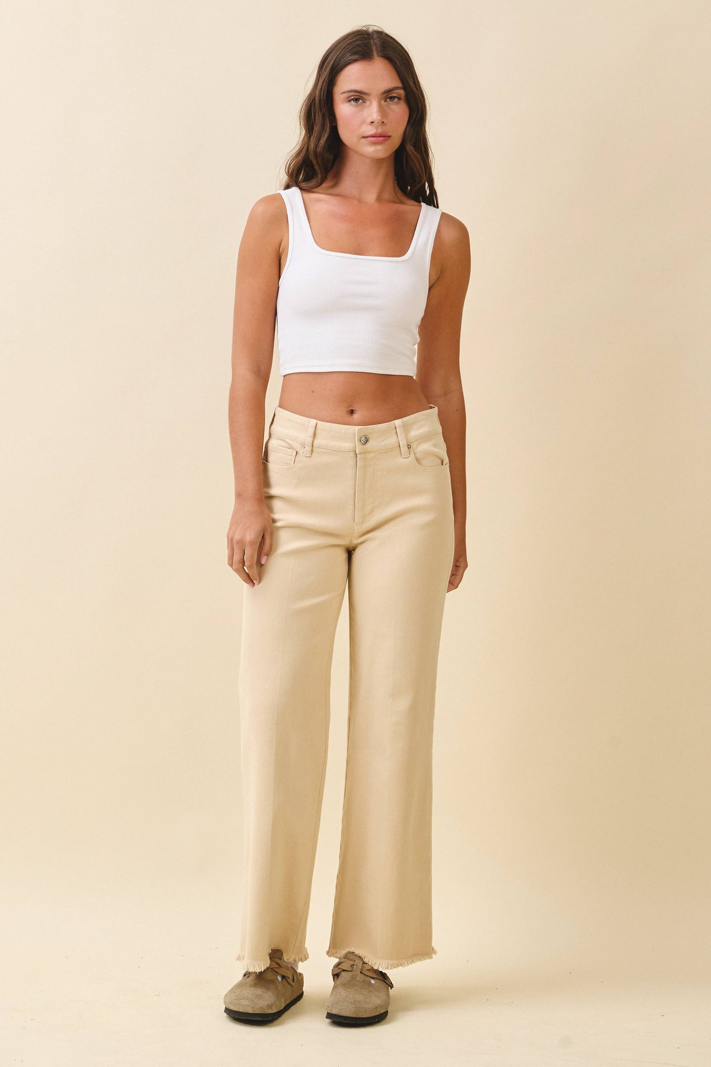 AEMI + CO - 7164GK Wide Leg Raw Hem Denim Pants