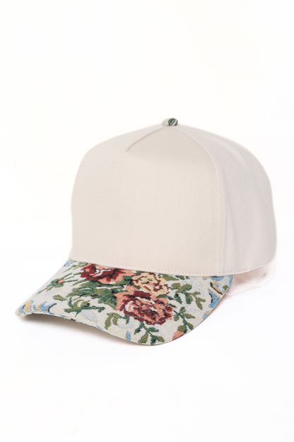 David And Young - Floral Print Brocade 5 Panels Two Tone Baseball Cap