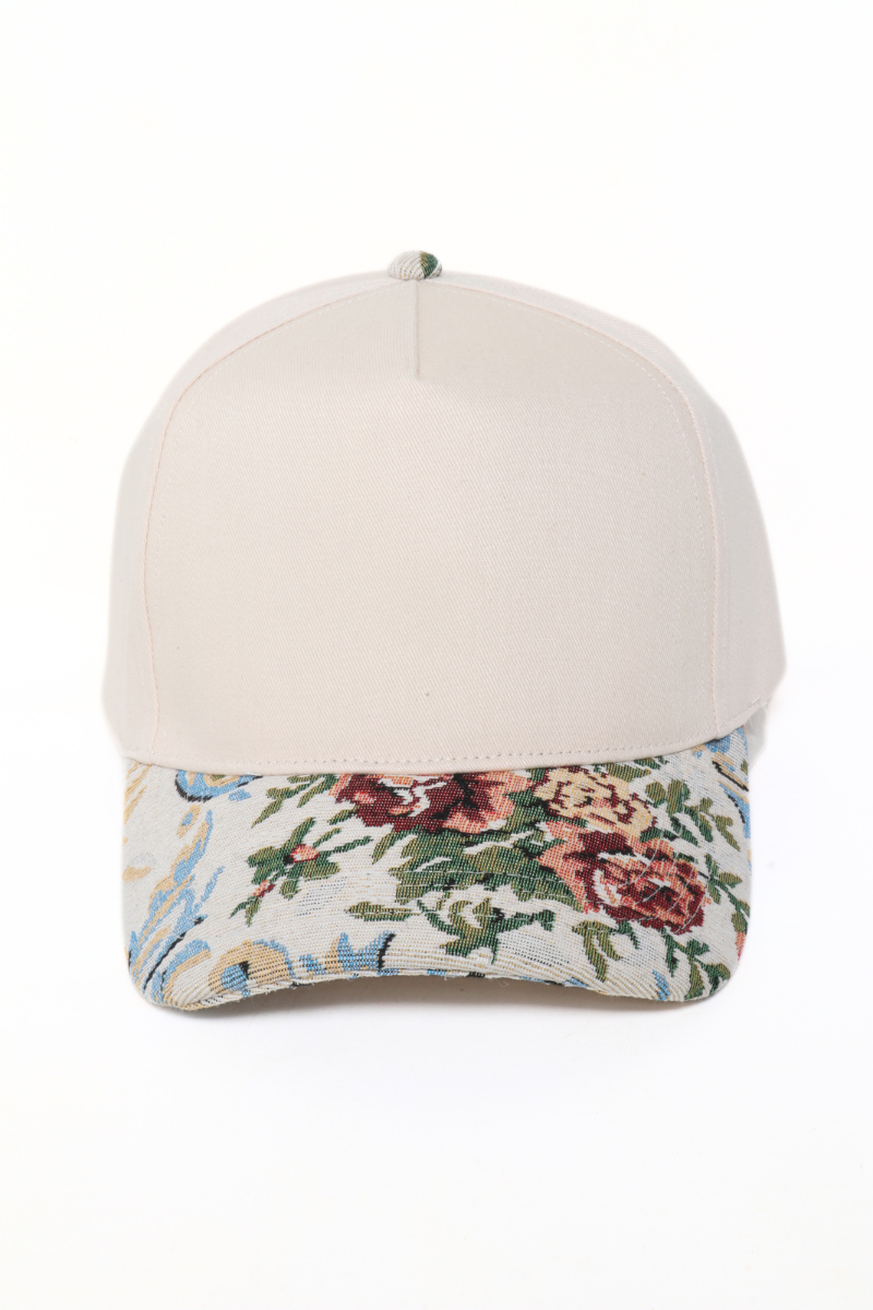 David And Young - Floral Print Brocade 5 Panels Two Tone Baseball Cap