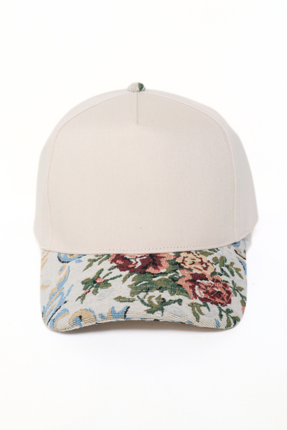 David And Young - Floral Print Brocade 5 Panels Two Tone Baseball Cap