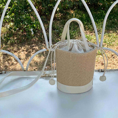 Pretty Persuasions - P25035 Straw Bucket/Crossbody Bag
