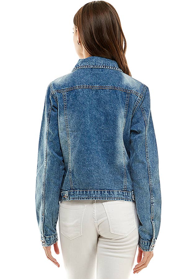 Medium wash cotton denim Jacket
