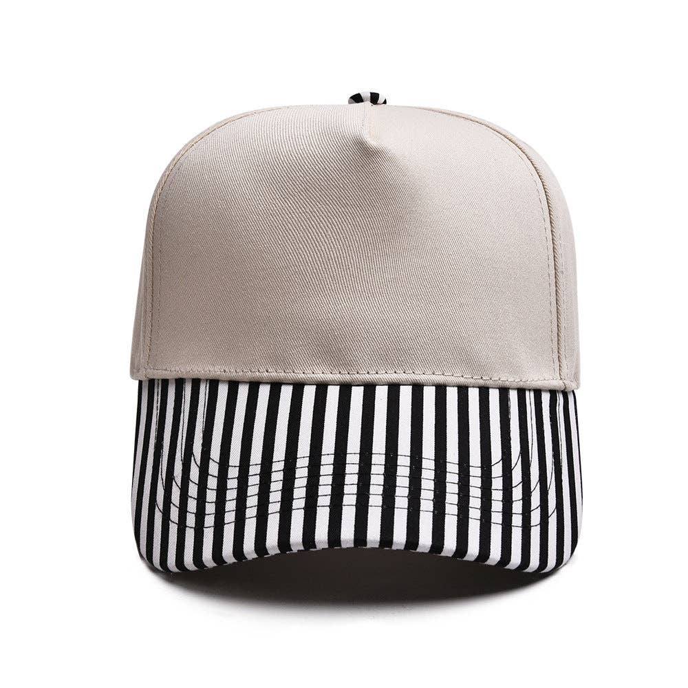Mae Belles - Striped Two Tone Snap Back Trucker Hat