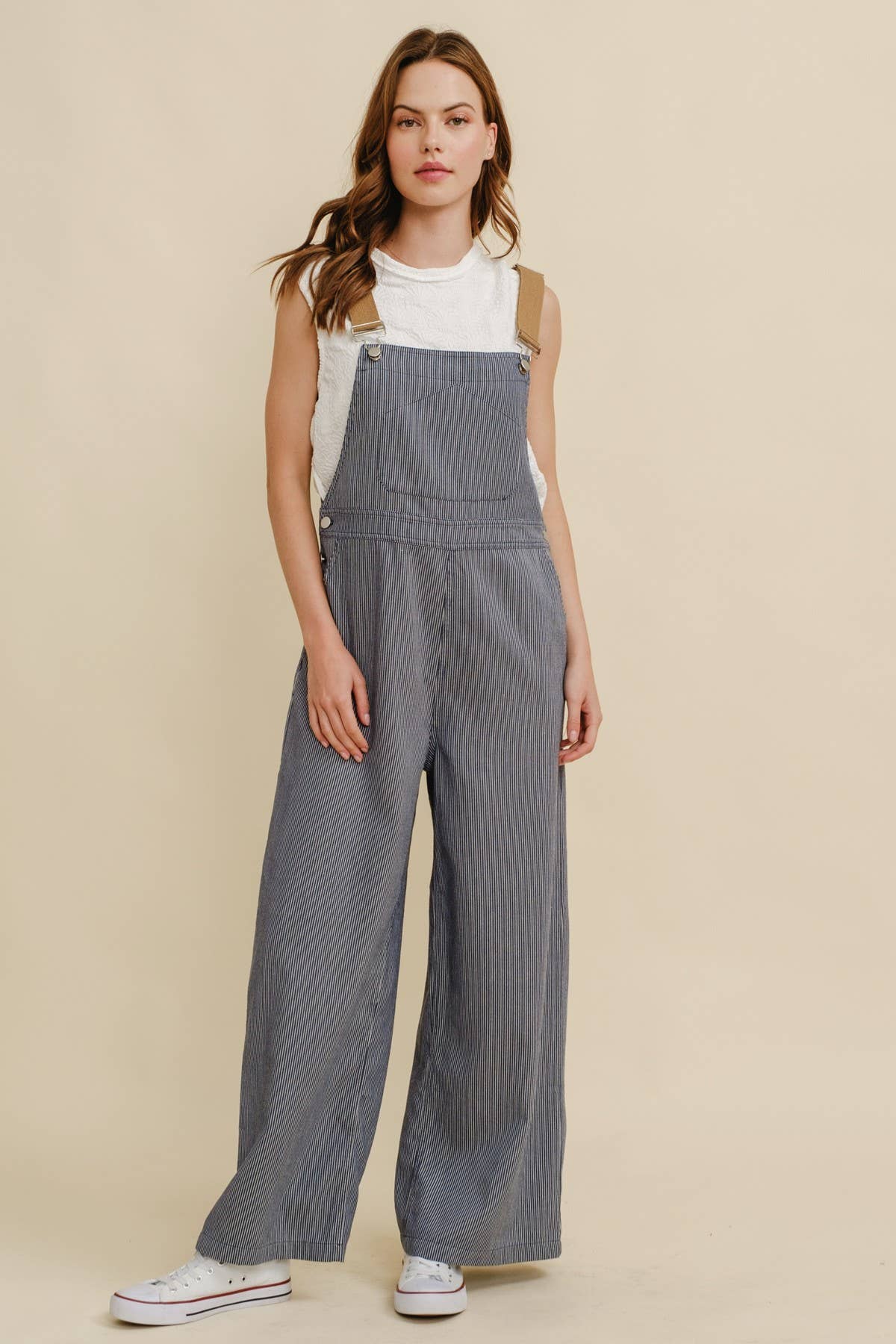 Cloud Ten - CR19032A - STRIPED CONTRAST STRAP COLOR OVERALL JUMPSUIT