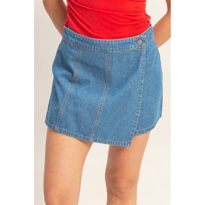 Wrap Front Denim Skort