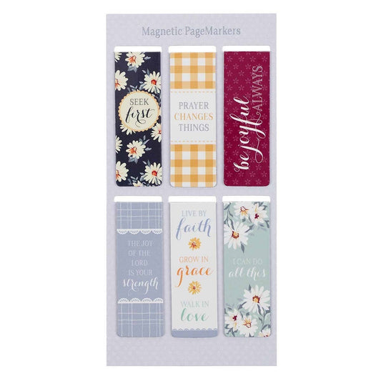 Christian Art Gifts - Magnetic Bookmark Set Daisies