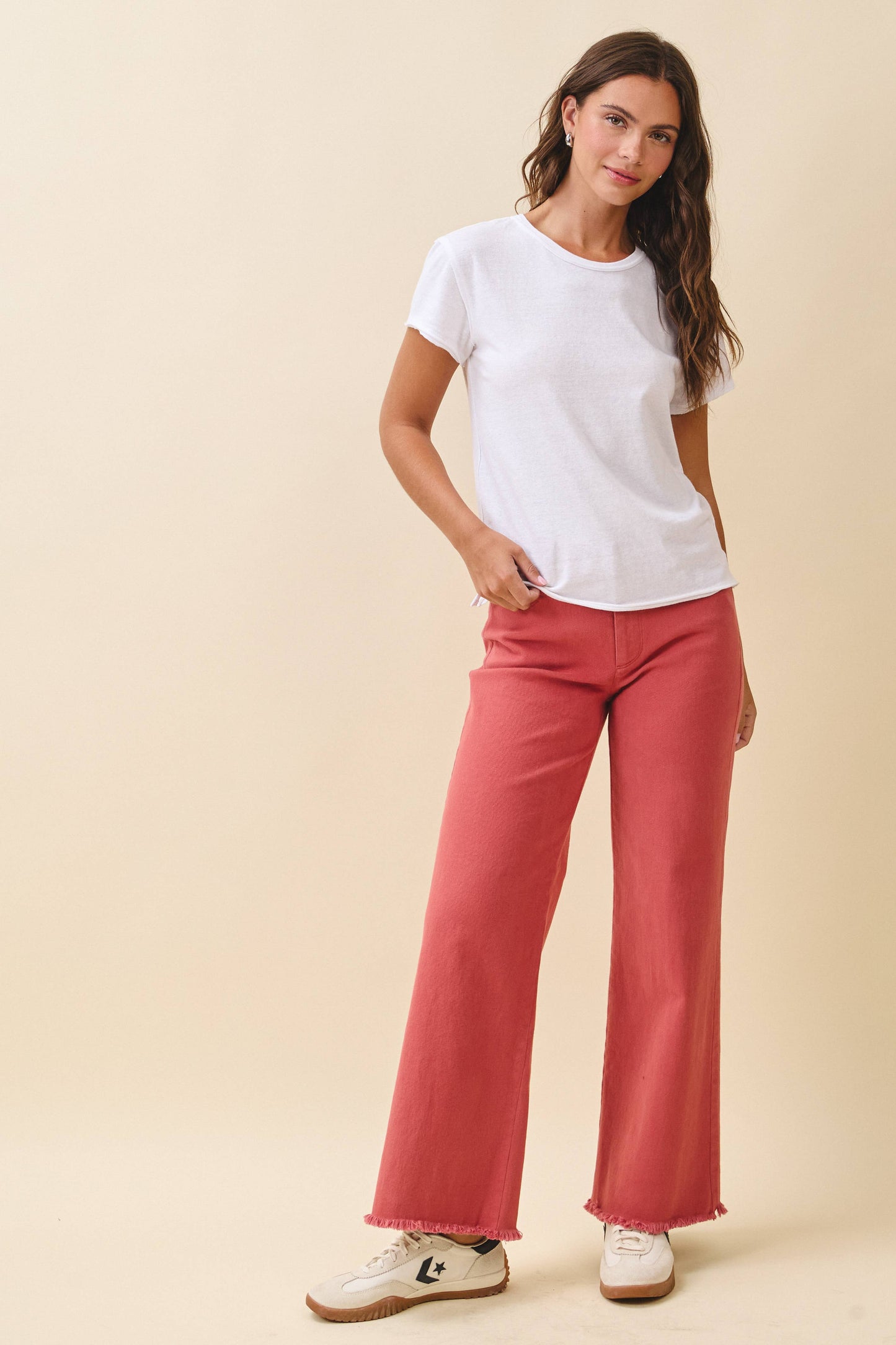 AEMI + CO - 7164GK Wide Leg Raw Hem Denim Pants