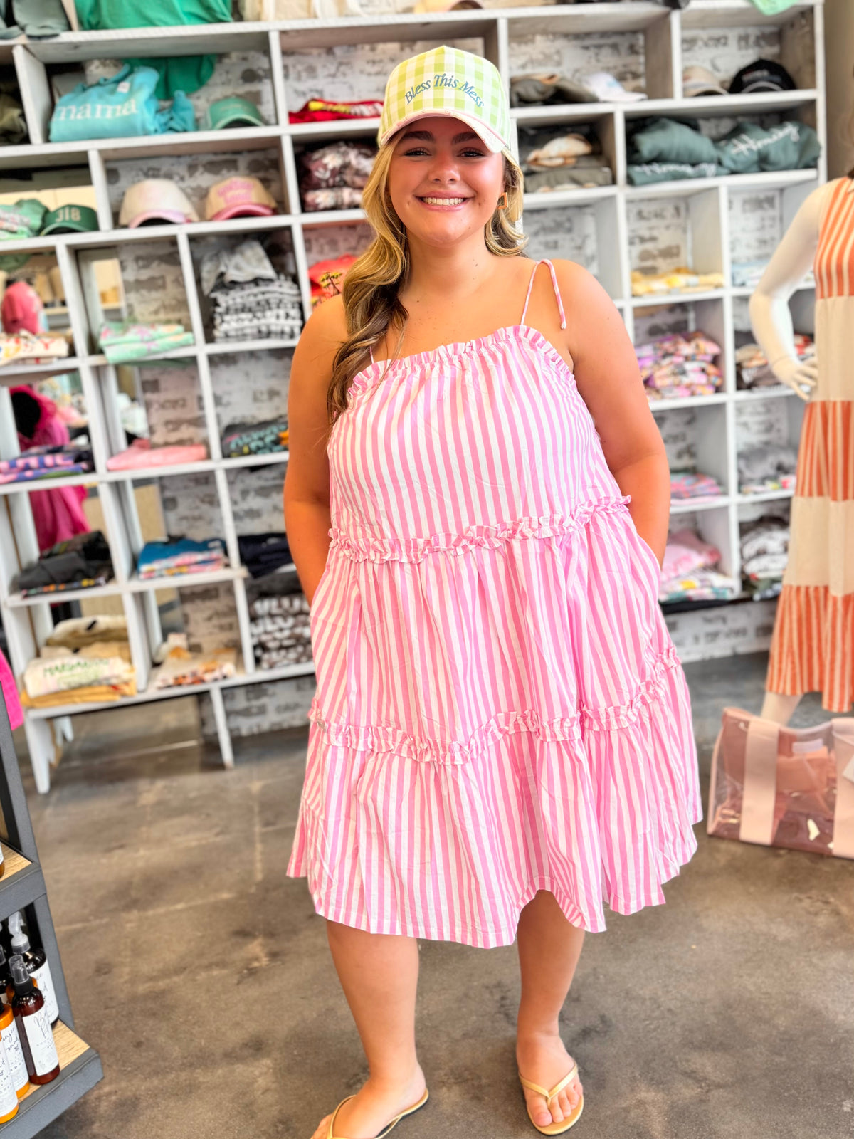 The Shimmer Shack PLUS Ruffle Stripe Dress