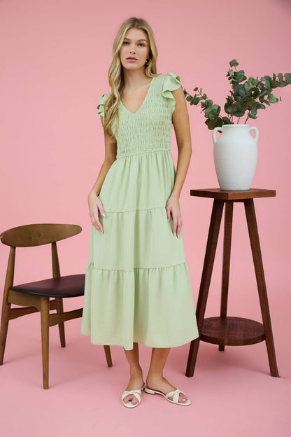 Blu Pepper - FLUTTER SLEEVE MAXI DRESS