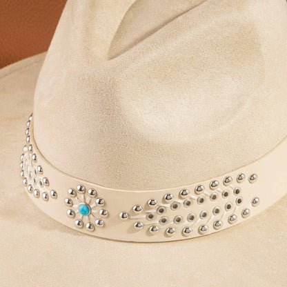 Anarchy Street - Western Studded Strap Faux Suede Fedora Hat