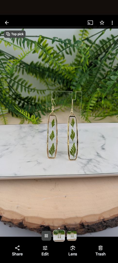Simply SuSu Designs 3 Fern Leaf resin earrings