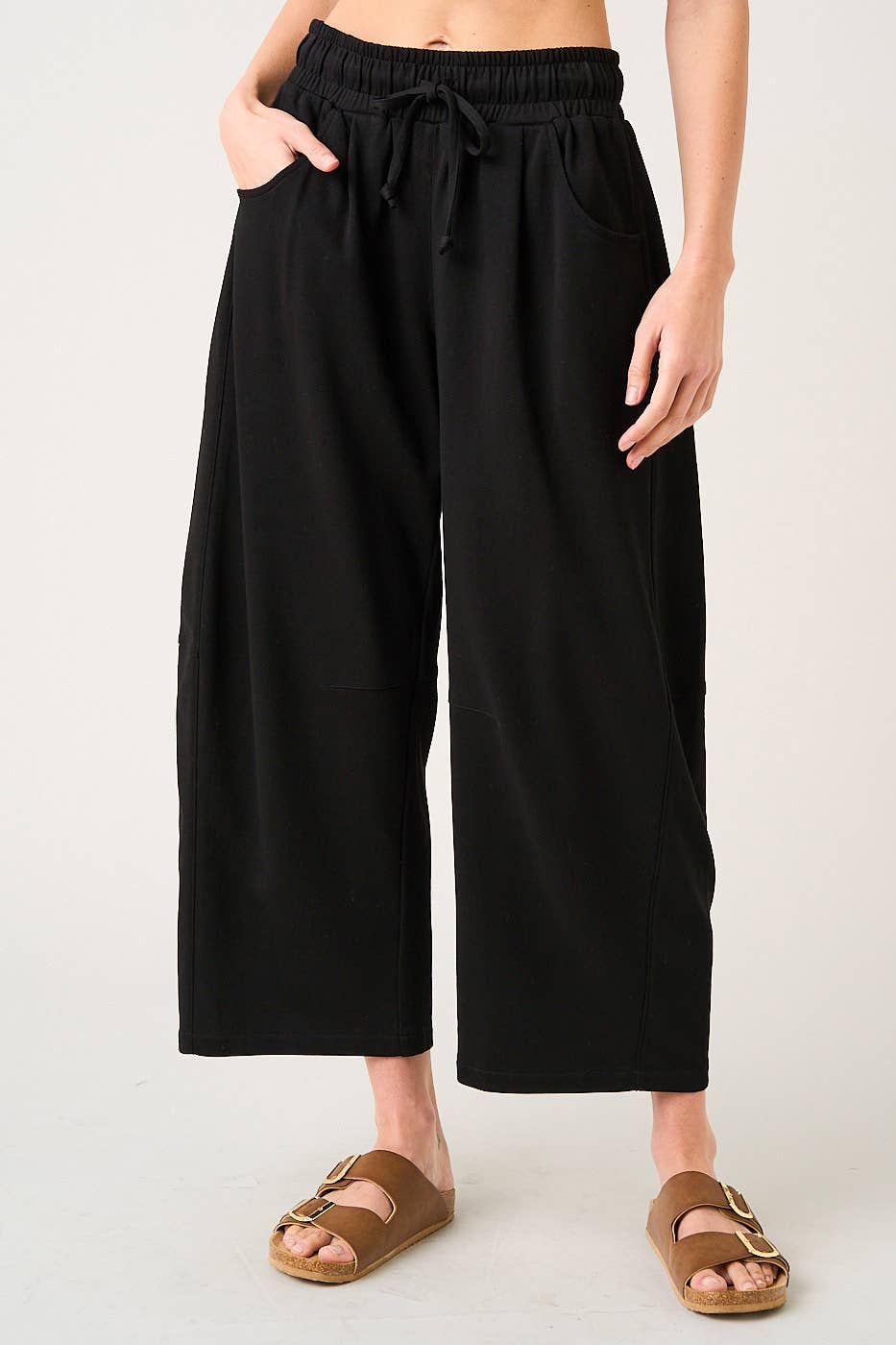 mittoshop - COTTON FRENCH TERRY PULL-ON BARREL LEG PANTS