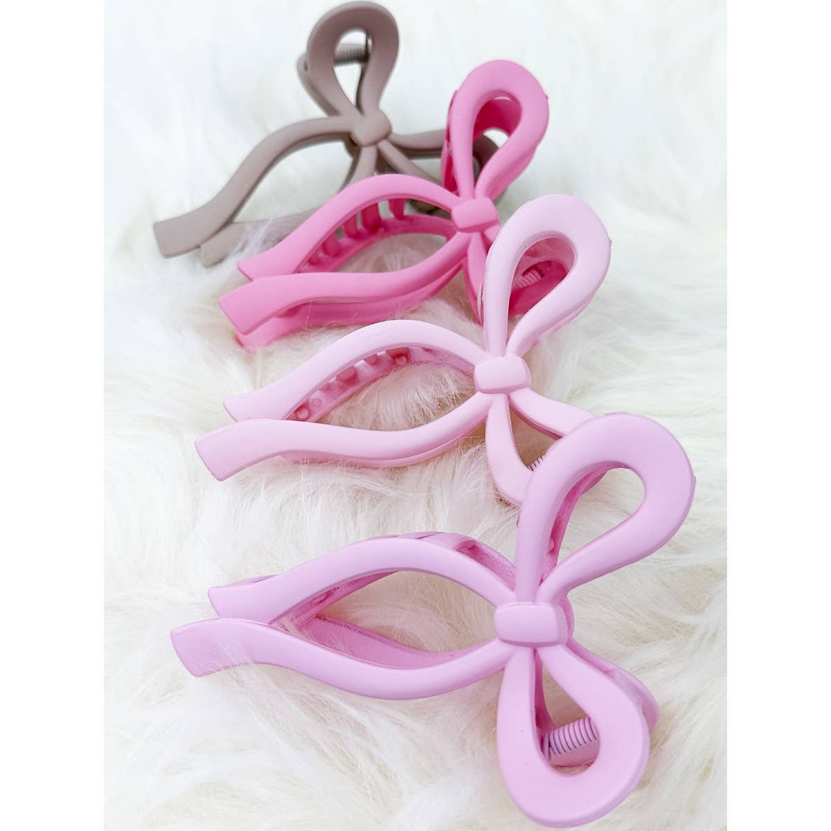 Love and Repeat - Assorted Pink and Taupe Shades of Bow Clip