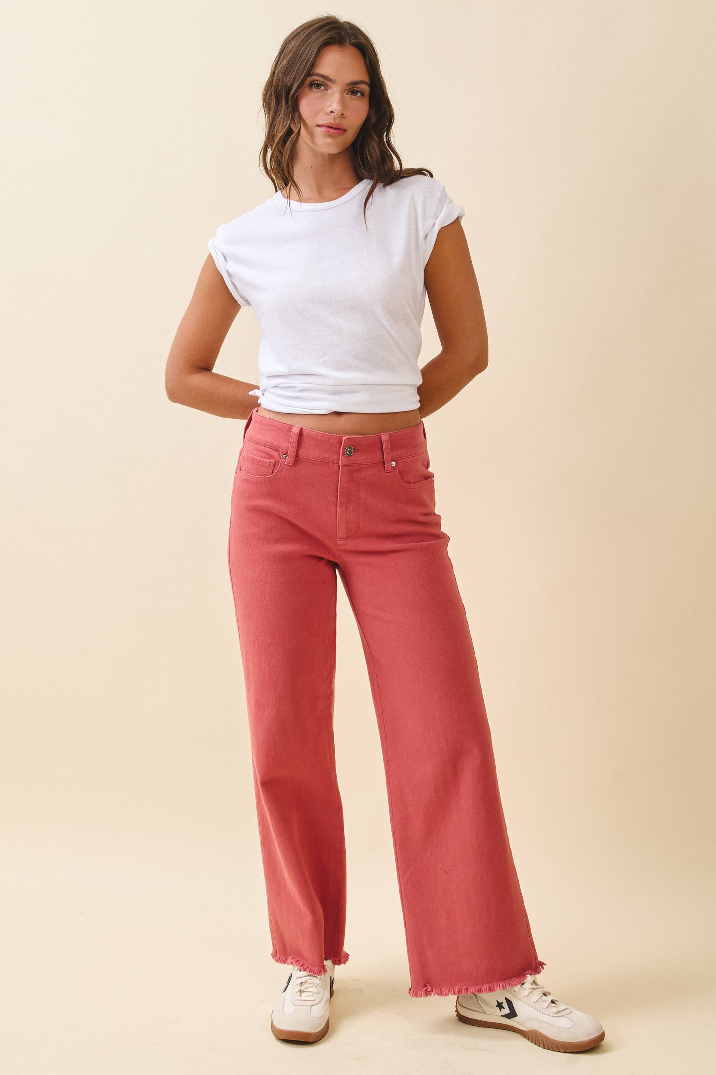 AEMI + CO - 7164GK Wide Leg Raw Hem Denim Pants