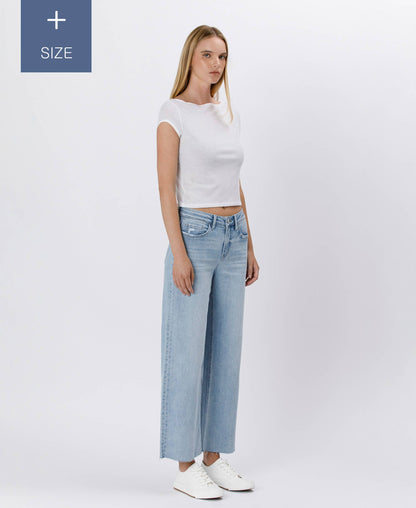 VERVET by FLYING MONKEY - PLUS SIZE HIGH RISE WIDE LEG JEANS T6399-P