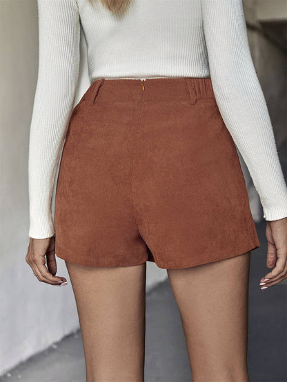 HIDDENBRAND - Autumn high-waisted corduroy shorts skort