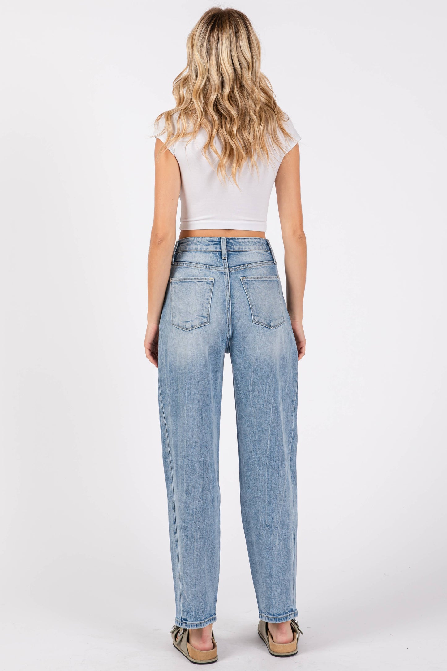 Petra SIDE SEAM DETAILING HIGH RISE COMFORT BARREL JEANS