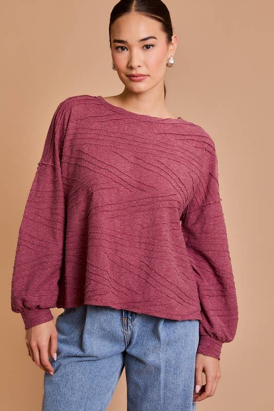 GILLI - LONG SLEEVE BACK OVERLAP TOP