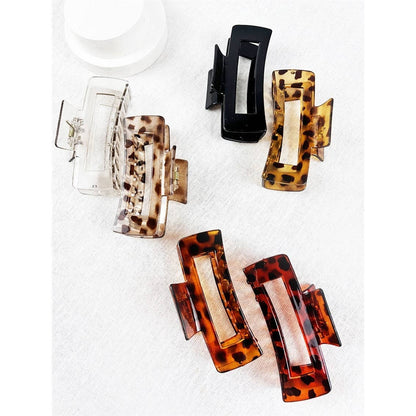 Love and Repeat - Leopard Mixed Pattern Rectangle Cut out Hair Claw