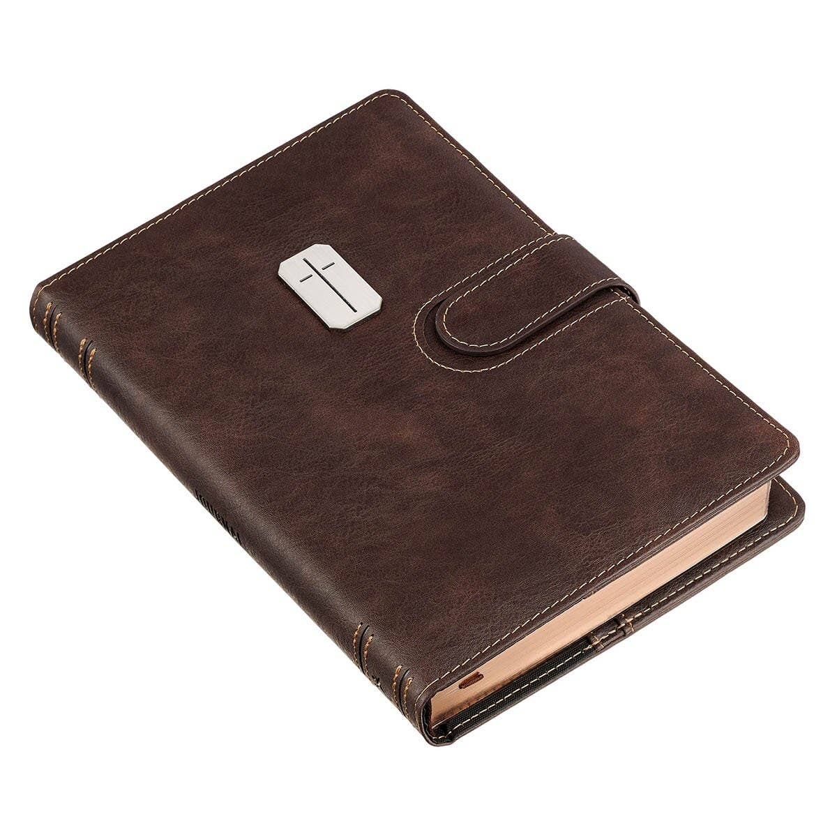 Christian Art Gifts - Journal Cover w/Lined Insert BrownCross/Man of God 1Tim 6:11