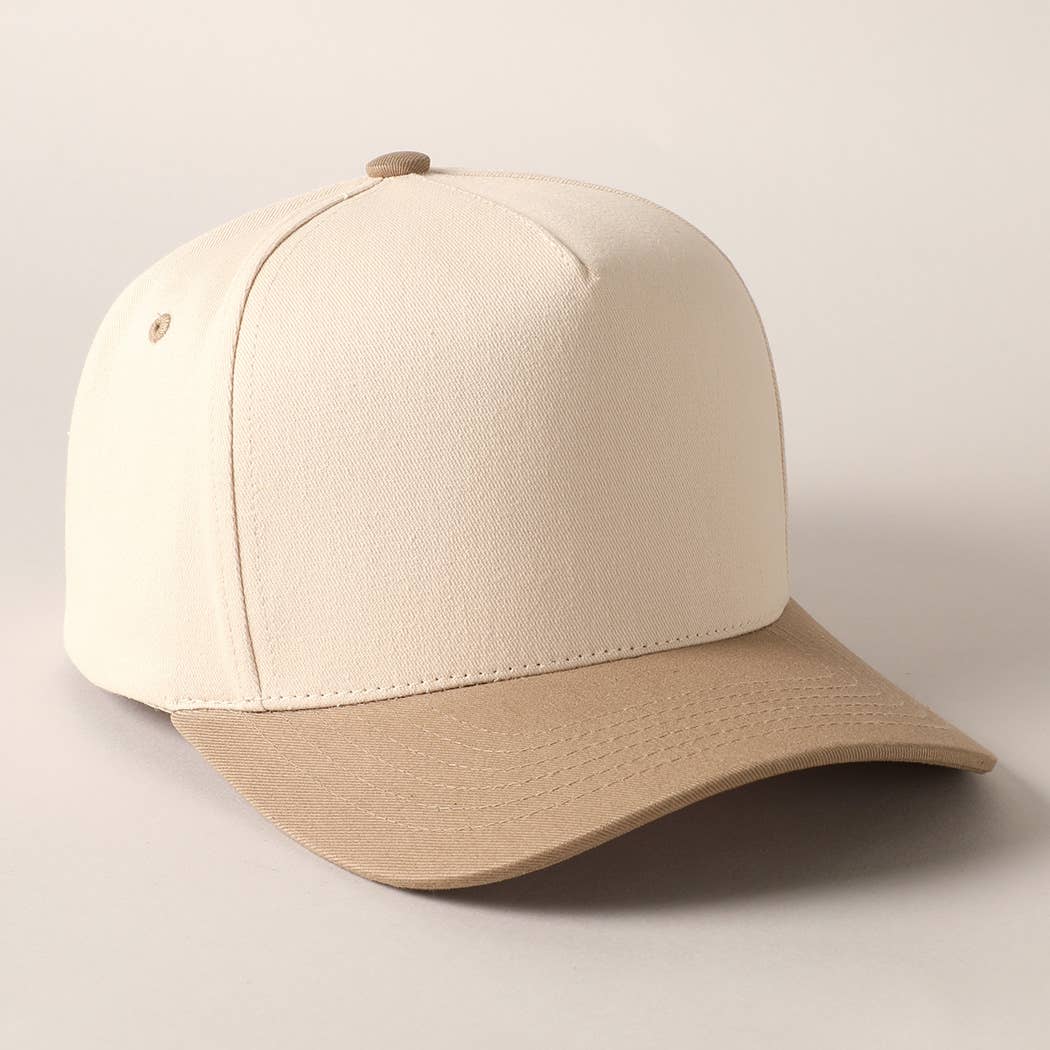 Fashion City - Plain Two-Tone Canvas Cotton Trucker Hat