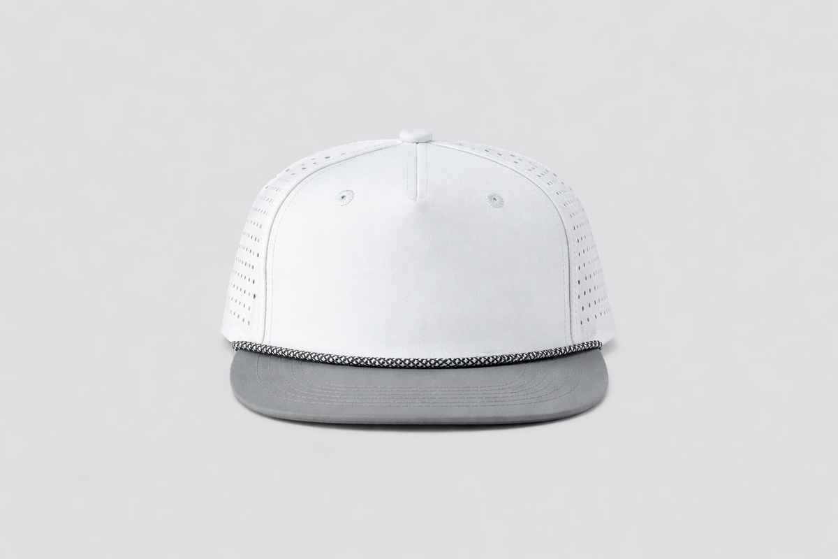 Blank Rope Hats - Perforated Structured White-Grey / White-Grey Rope