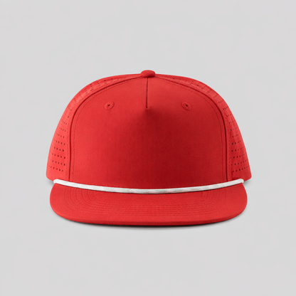 Blank Rope Hats - Perforated Structured Red / Silver-White Rope