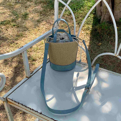 Pretty Persuasions - P25035 Straw Bucket/Crossbody Bag