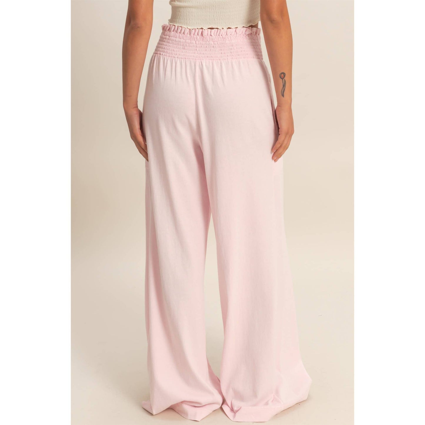 HYFVE - Mineral Washed Wide-Leg Smocked Waist Pants