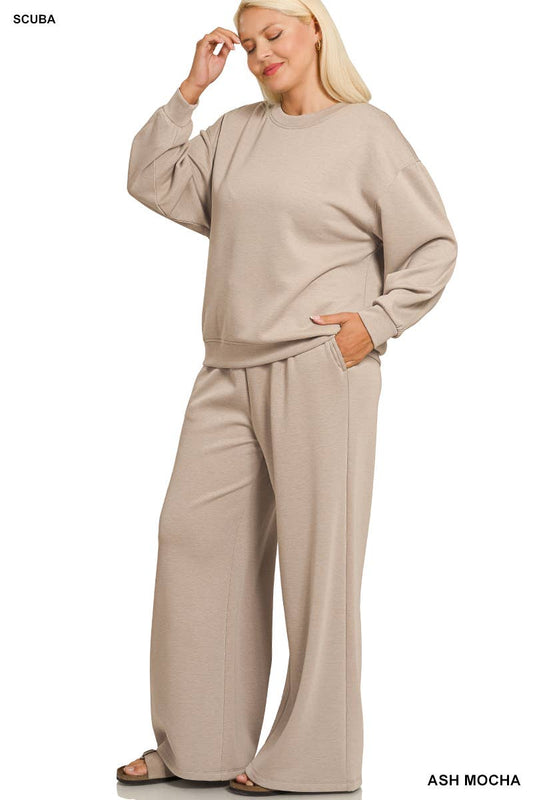 Plus Scuba Crewneck Pullover & Pants 2PC