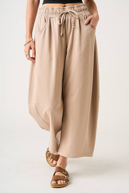 mittoshop - COTTON FRENCH TERRY PULL-ON BARREL LEG PANTS