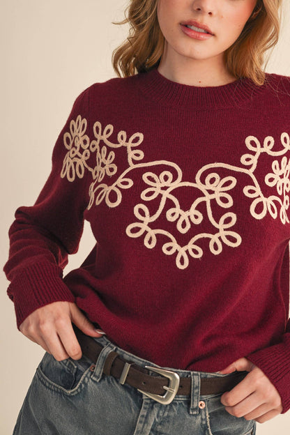 &MERCI - FLORAL KNIT DESIGN PULLOVER SWEATER MSW11201